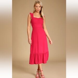 Lulus Forever My Sweetheart Magenta Ruffled Midi Dress